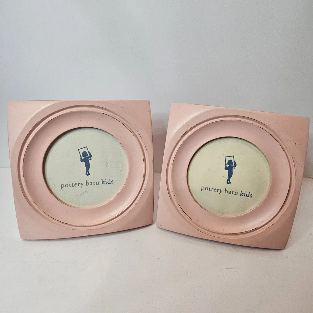 Pottery Barn Kids Picture Frames PinkX2 Distressed Chunky 6X6 Block Nursery